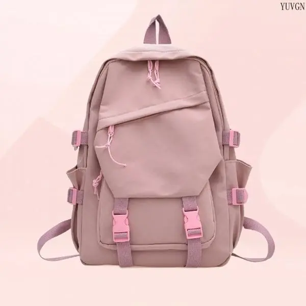 Unisex Solid Fabric Student Cycling Backpack - Drawstring Top, Buckle Straps, Lightweight, Multiple Pockets, for Campus Travel, Student Pack (Sports & Outdoor Leisure Gear)