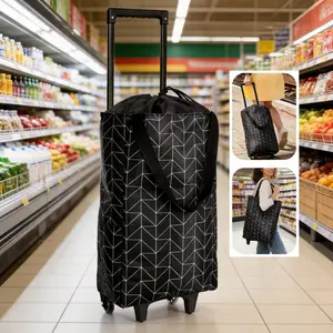 expandable ultraviolet shopping trolley,Small Shopping Cart with Wheels, Rolling Shopping Bag, Collapsible Grocery Cart, Portable Foldable Shopping Trolley Pull Handle, Small Folding Trolley Cart, Rolling Tote for Travel, Camping (Black)