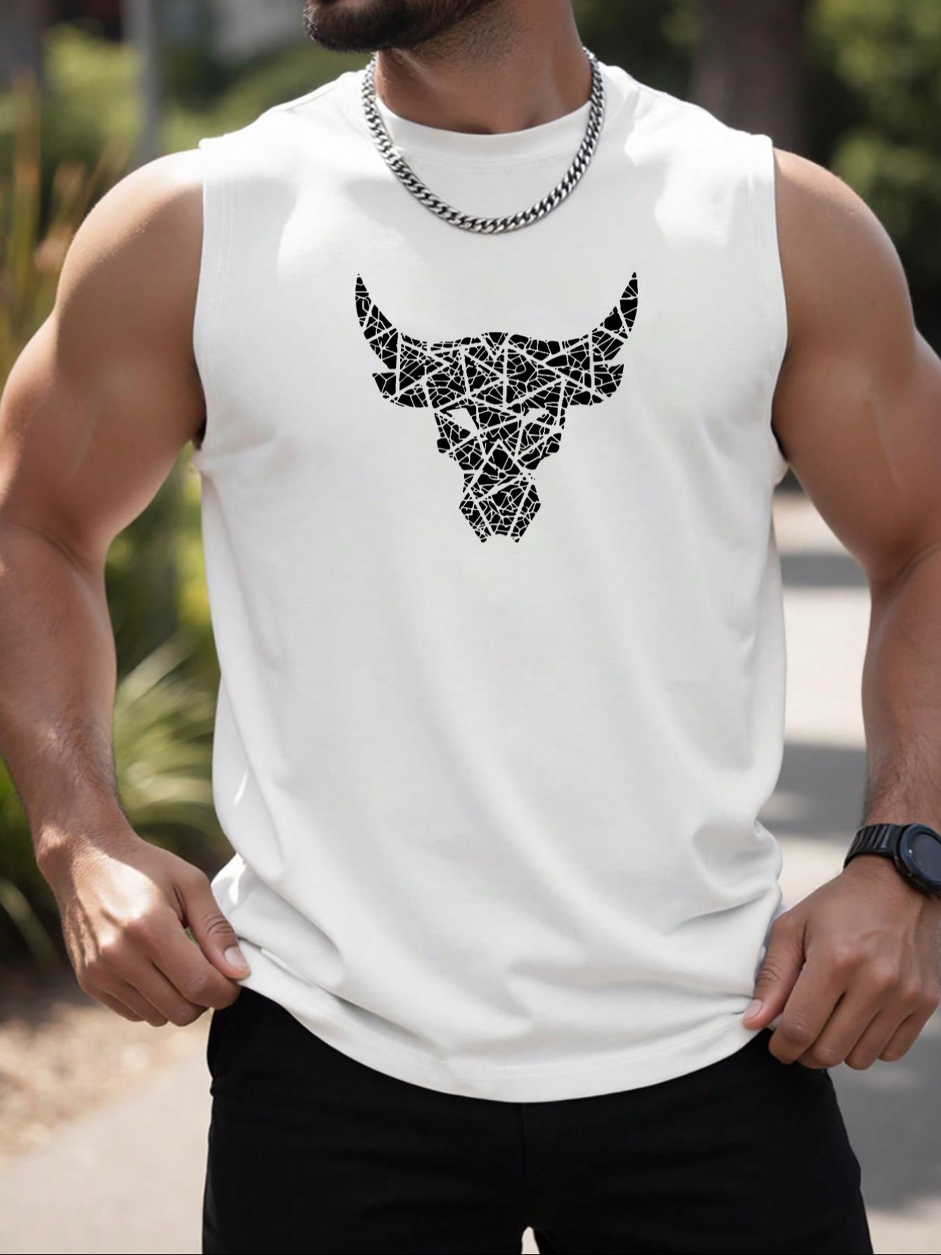 Men's American Flag, Letter & Graphic Print Round Neck Tank Top, Regular Fit Casual Quick Drying Sleeveless Top for Gym Workout Running, Men's Clothes for Summer, Activewear