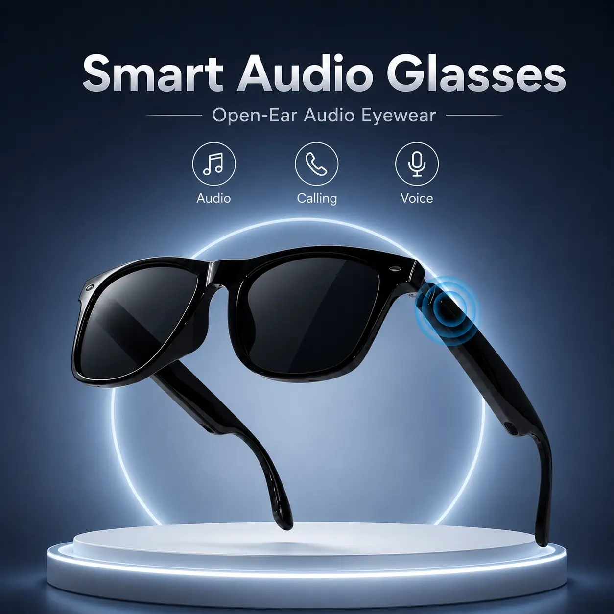 Smart Glasses for Men Women, Bluetooth Audio Sunglasses with Open-Ear Speakers, Touch Control, Music, Hands-Free Calling and Voice Assistant
