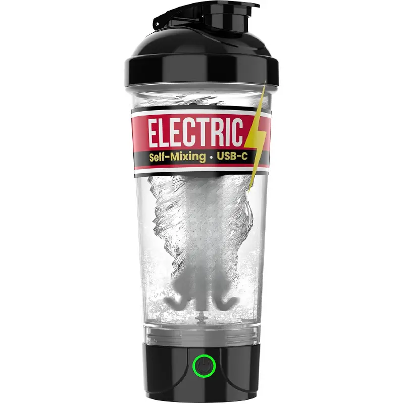 Electric Protein Shaker Bottle - 24 oz| USB-C Rechargeable| Leak Proof Shaker Cups for Protein Shakes| Portable Blender for Shakes and Smoothies (Electric-Transparent)