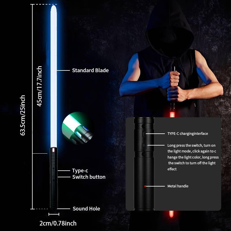 2-in-1 Double Bladed Laser Sword with Metal Hilt, RGB Colors & Sound Mode, Force FX Dueling Sword, Rechargeable Glow Sword for Cosplay, Glow in The Dark Party, Birthday & Holiday Gift for Him, lightsaber