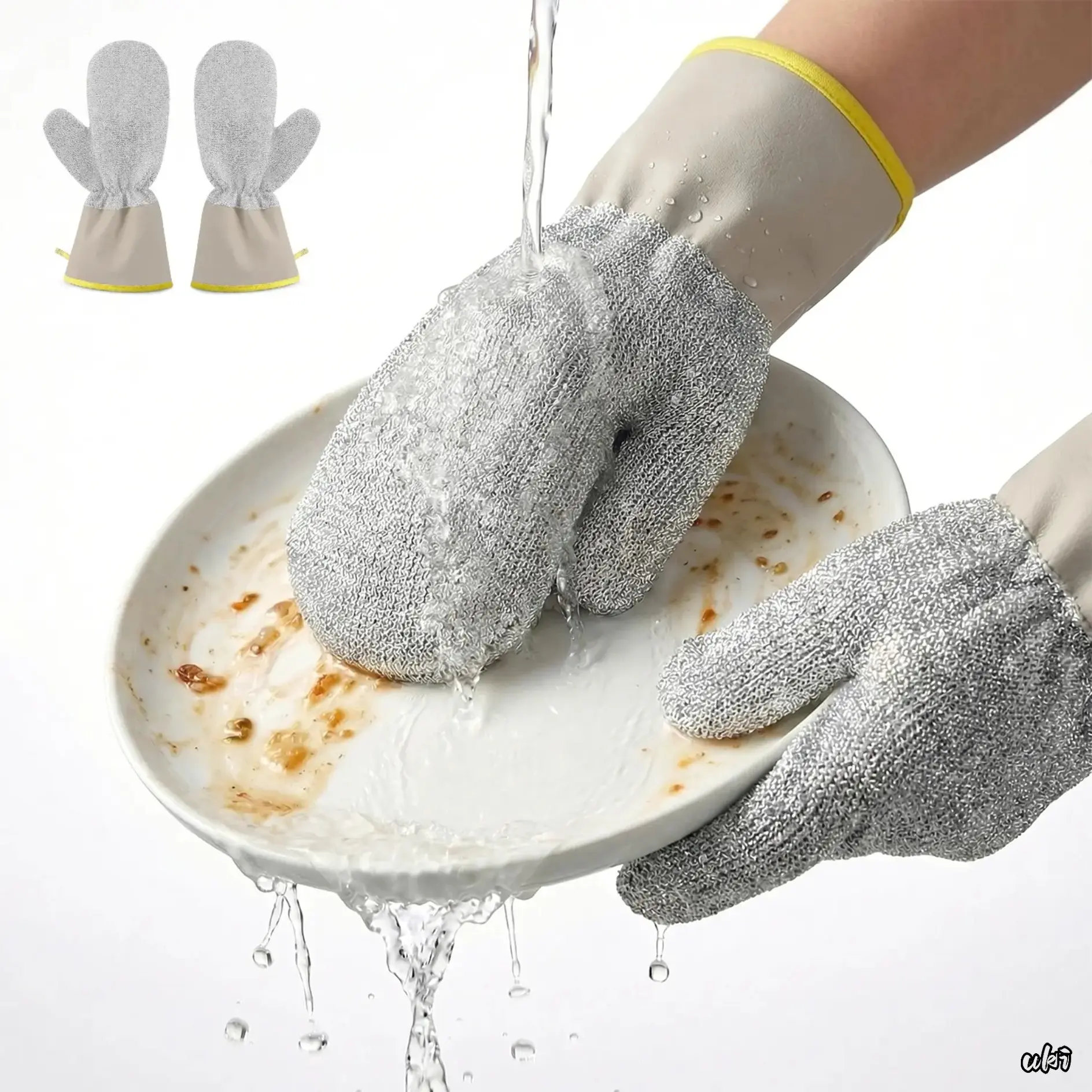 Long Waterproof Kitchen Dishwashing Gloves With Flexible Steel Wool Scrubber, Non-Scratch Metal Wire Cleaning Glove, Anti-Hot Anti-Freeze Oil Resistant Household Cleaning Tool