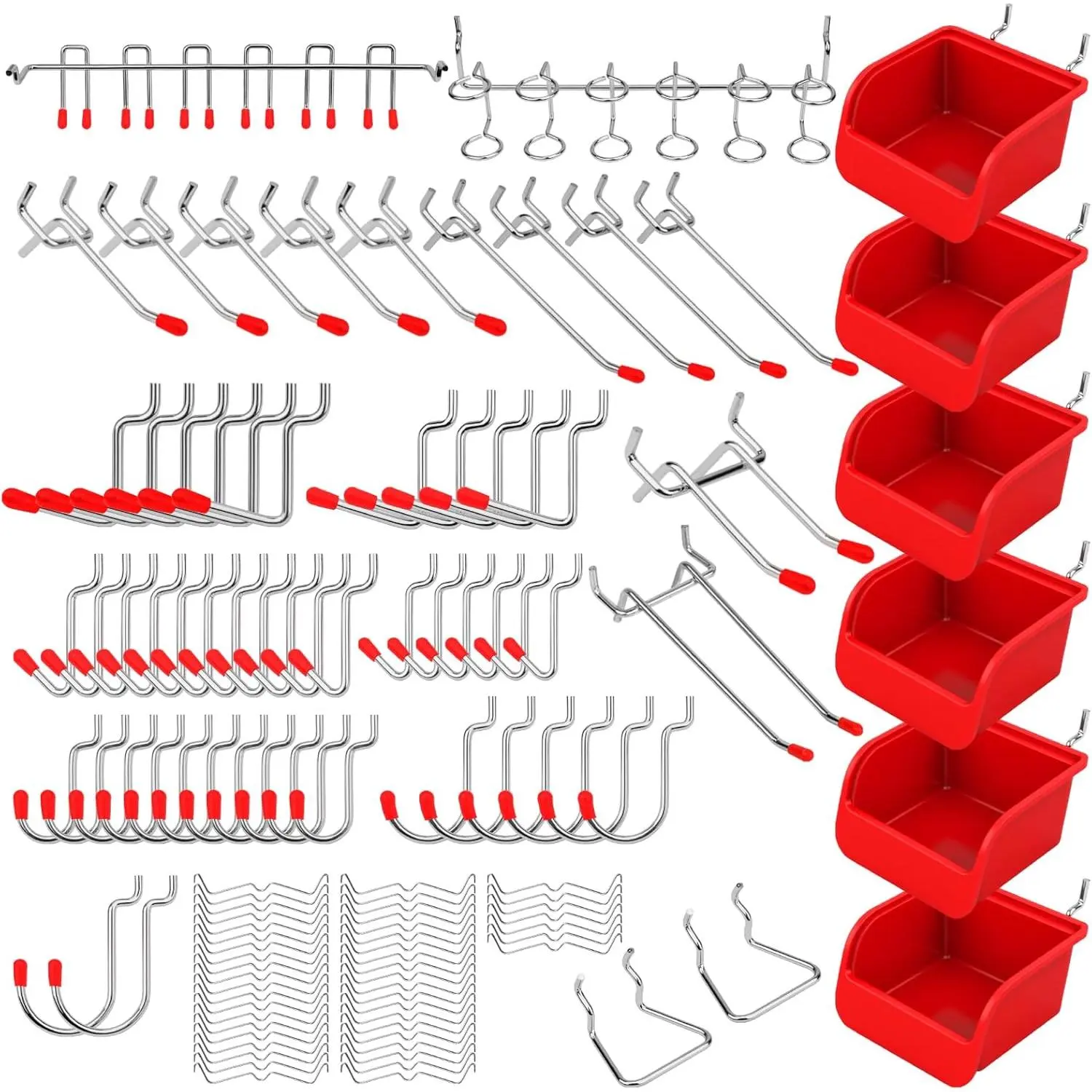 121- Pegboard Hooks Set, Pegboard Accessories with Metal Hooks, Durable Peg Board Organizer Accessories, Pegboard Bins, Peg Board Tool Utility Hooks