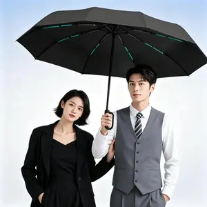 Strongly Double Bones Reinforced Umbrella, Windproof Rainproof Dual-Use, UV Resistant, Fully Automatic Rotating Ring Buckle, 1pc