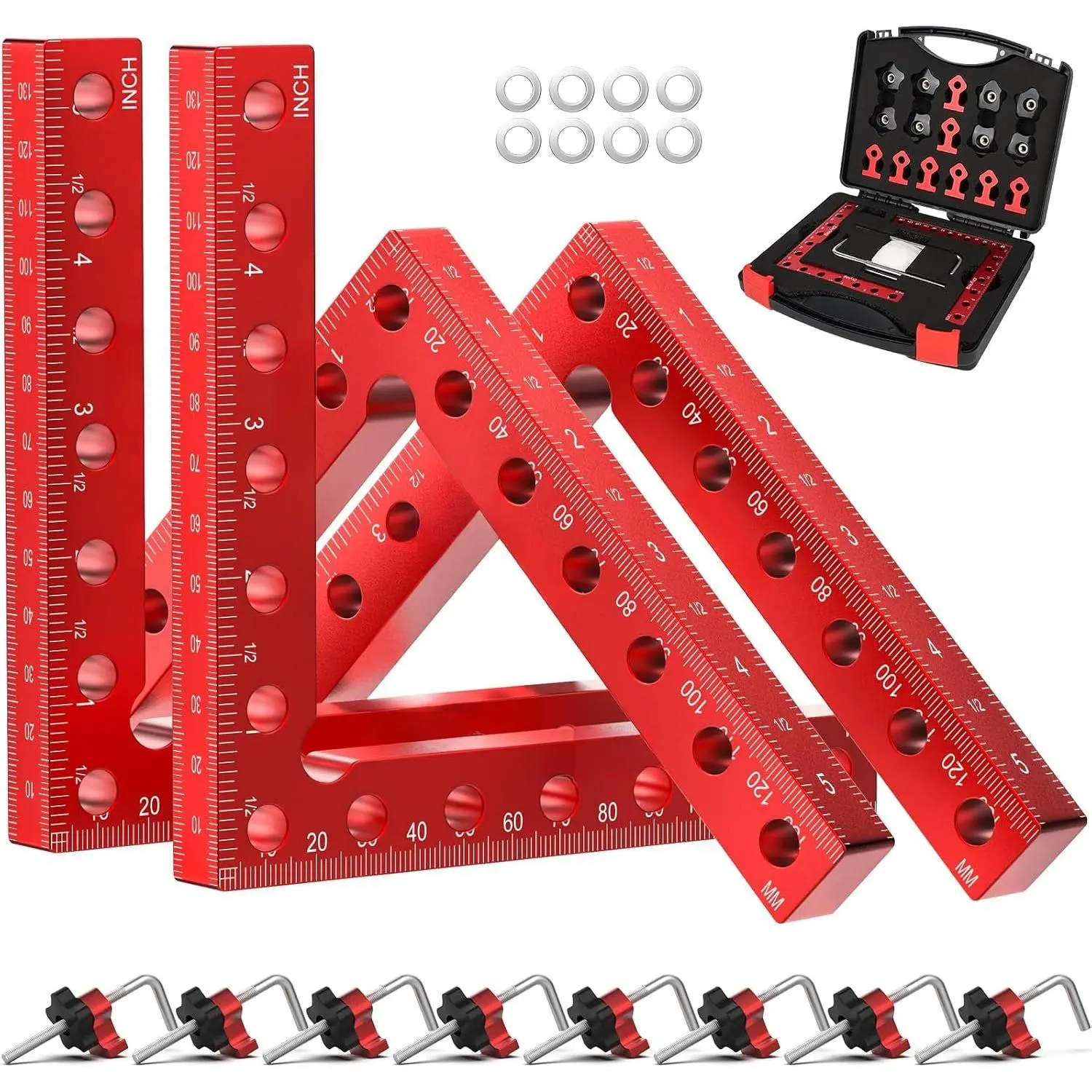 Corner Clamp for Woodworking, 90  Corner Clamp, 4 Pack 5.5"x 5.5"  Alloy Right Angle Woodworking Tools, Positioning Squares for Picture Frame, Box, Cabinets, Drawers