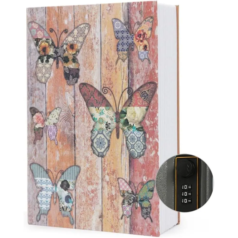 Diversion Book Safe Storage Box (Size 9.5"×6.2"×2.2") With  Combination Lock, Dictionary   Safe (Butterfly - Combination Lock)