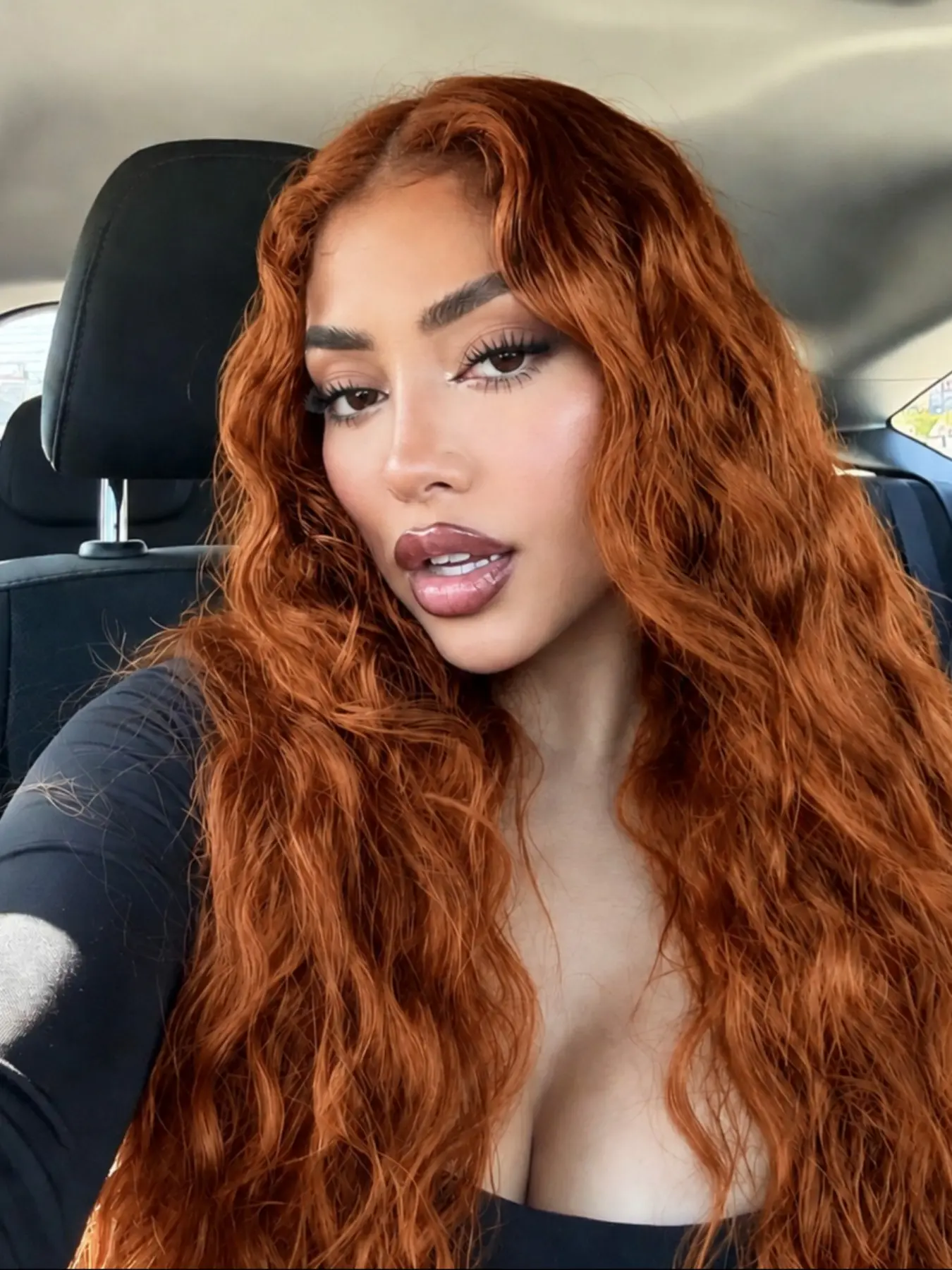 26 Inch Ginger Orange Body Wavy Crimped Waves Lace Front Wig Heat Resistant Synthetic Hair Glueless Natural Hairline for Daily Wear & Parties Glueless Lace Wigs