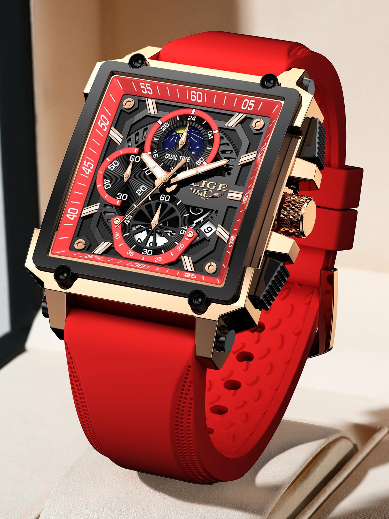 Men's Business Fashion Square Dial Quartz Watch, Fashion Luminous Waterproof Watch for Party, Daily Clothing Decor, Fashionable Stylish Watch, Trendy All-match & Exquisite Watch for Birthday Gift with Box, Business Fashion Watches