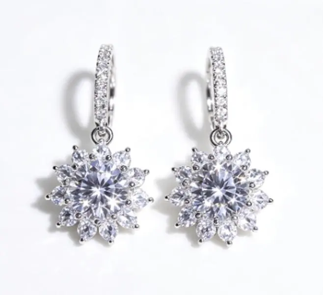 #38 1CT Earring Moissanite   Silver Plated