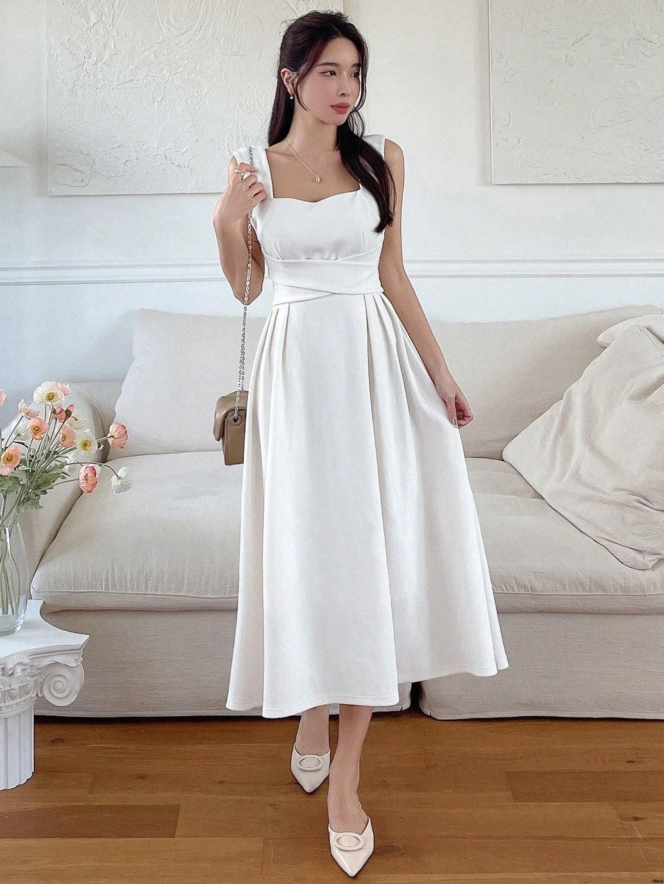 Sleeveless Neck Sweetheart Tie s Women DAZY Back Dress