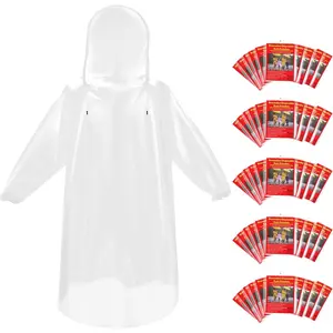 6 & 20 & 50 Pack Disposable Rain Ponchos for Adults/Youth, Waterproof PE Raincoats with Drawstring, Camping/Emergency