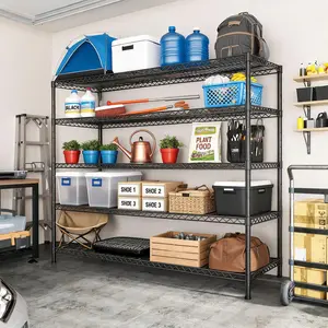 Garvee Heavy Duty 5-Tier Metal Freestanding Storage Rack – Adjustable, Rust-Resistant, 3200 lbs Load – Organizer Shelf for Garage, Pantry, Basement, Commercial – Size: 59"W x 71"H x 17.7"D
