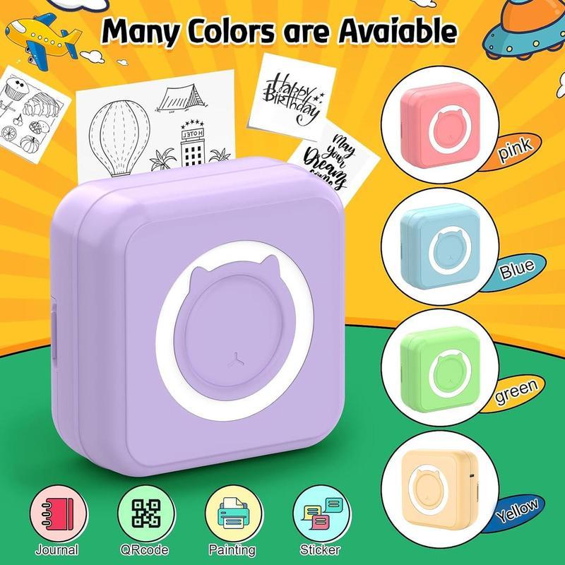 Portable Mini Sticker Printer - Inkless Thermal Bluetooth Pocket Printer for iOS Android Notes Photo