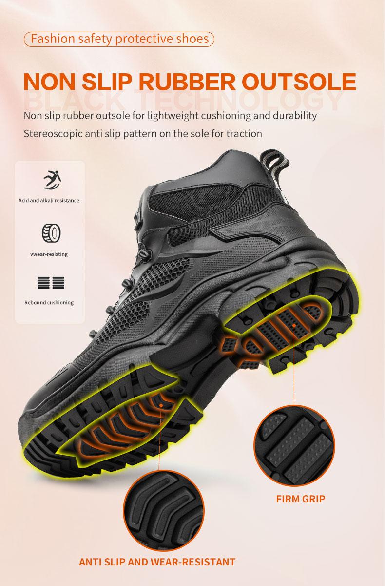 Men's Work Safety Shoes High Top Lace-up Safety Boots, Steel Toe Anti-smash and Anti-puncture Work Safety Boots Comfortable and Breathable Outdoor Sports Shoes Hiking Shoes Large Size Men's Work Shoes Industrial Outdoor Construction Product Model：9195