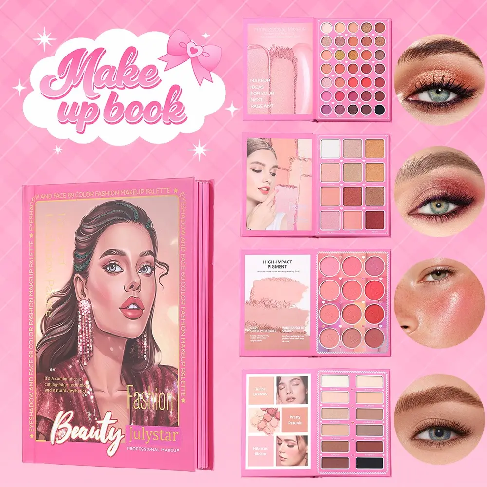 Four-Layer Makeup Box, Includes Eyeshadow, Blush, Contour, Brow Powder, Loose Powder, Professional Makeup Set, Ideal Gift for Women, Valentine's Day