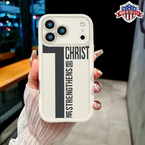 Christian Cross Christ Who Strengthens Me Bible Verse Case for iPhone 17 16 15 14 Pro Max 13 12 11 XR XS Plus Air Slim Shockproof Anti Drop TPU Cover