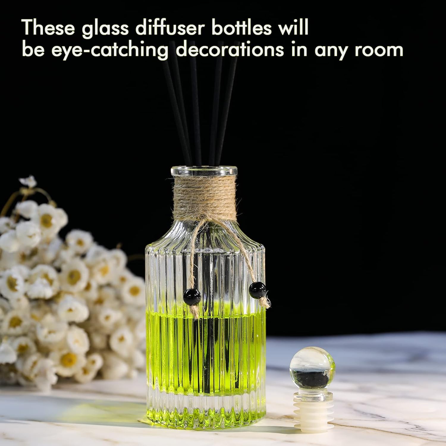 Reed Diffuser Bottle Glass Diffuser Bottles 8oz/250ml Set of 4 Empty Essential Oil Clear Decorative Bottle with Stoppers and Reed Sticks Bulk  Perfume Jar