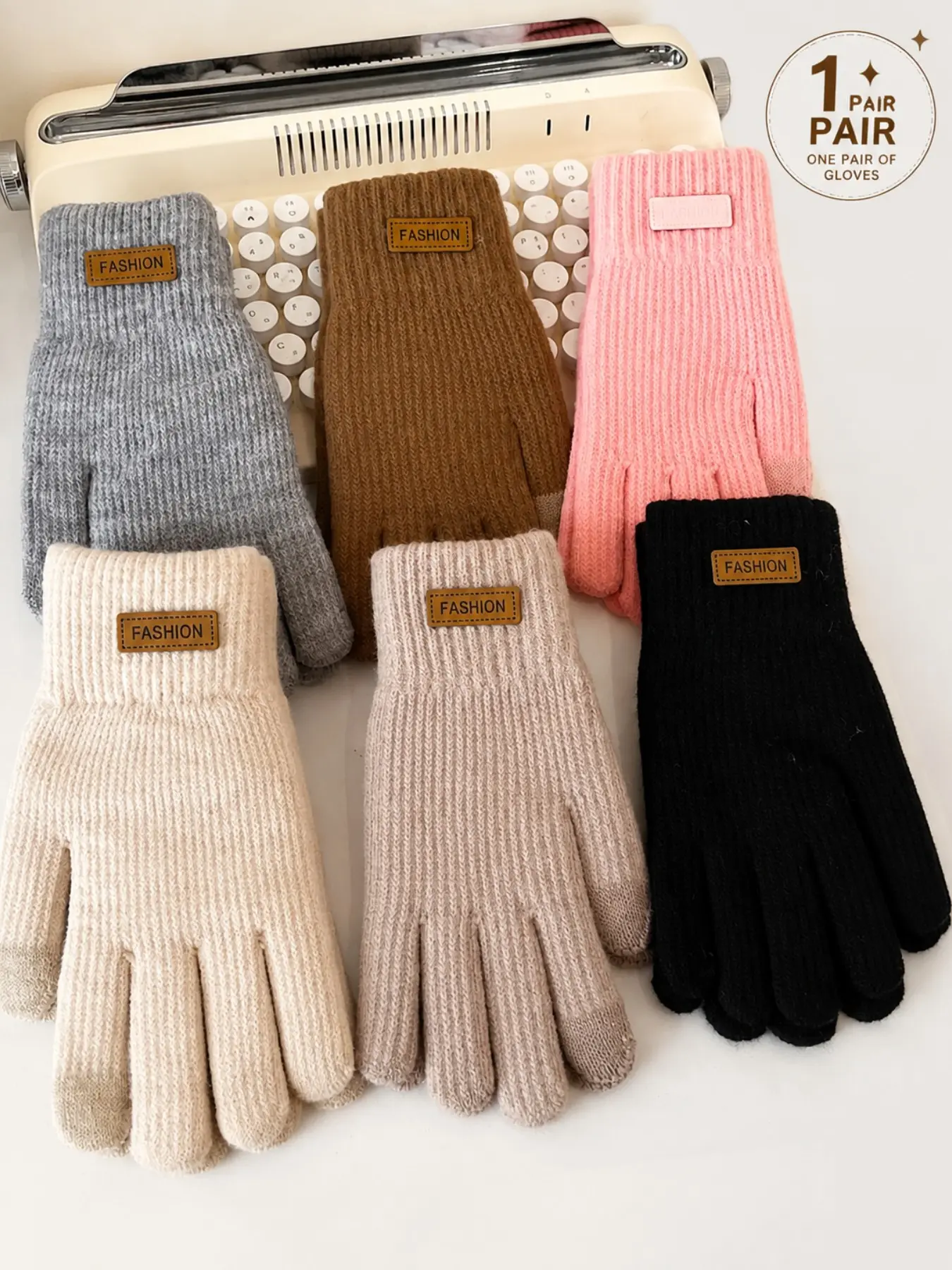 Knitted gloves for autumn and winter, suitable for women, students, and girls, cute, cold-resistant, and warm, Gloves for cold weather, thick touch-screen adult cycling gloves, sensitive touch screen, soft and comfortable