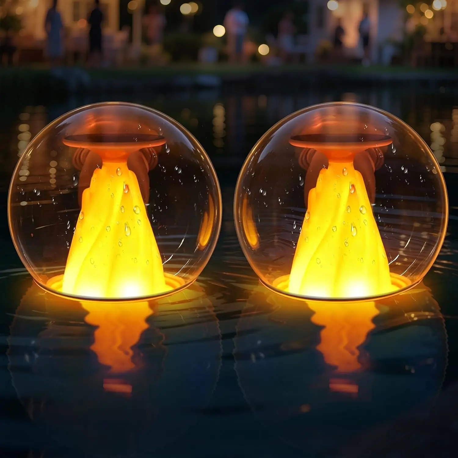 Buoyant Pool Lights, 2026 Solar Powered Flame Pool Lights, IP68 Waterproof Solar LED Light Balls, Glowing Swimming Pool Accessories for Party Pond Outdoor Decor - 2 Pack