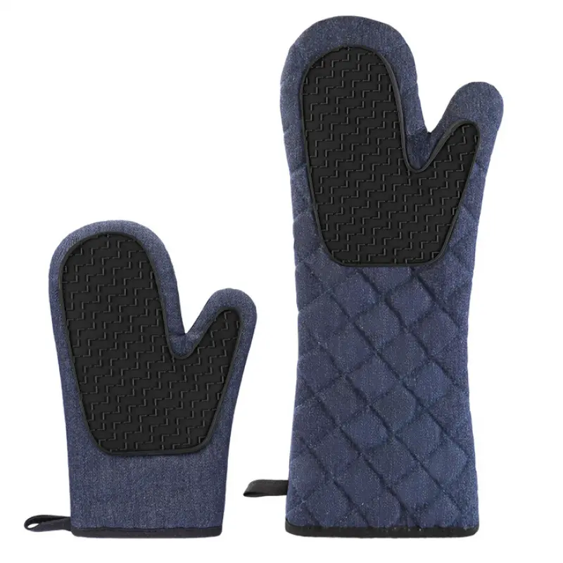 Pair Professional Heat-Resistant Oven Mitts Suitable for - Long Gloves with Lining & Quilted Terry Cloth, Reinforced for High-Temp, Ideal for Commercial & Kitchens, Ovens, BBQs, Grills, Stoves, Kitchenware, Home