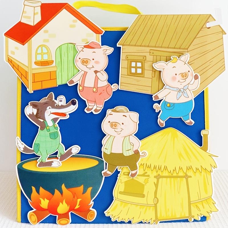 Three Little Pigs Build A House: Story-Themed Felt Teaching Aids, Role-Play Props, Interactive Classroom Supplies for Teachers, Back-to-School Teaching Tools
