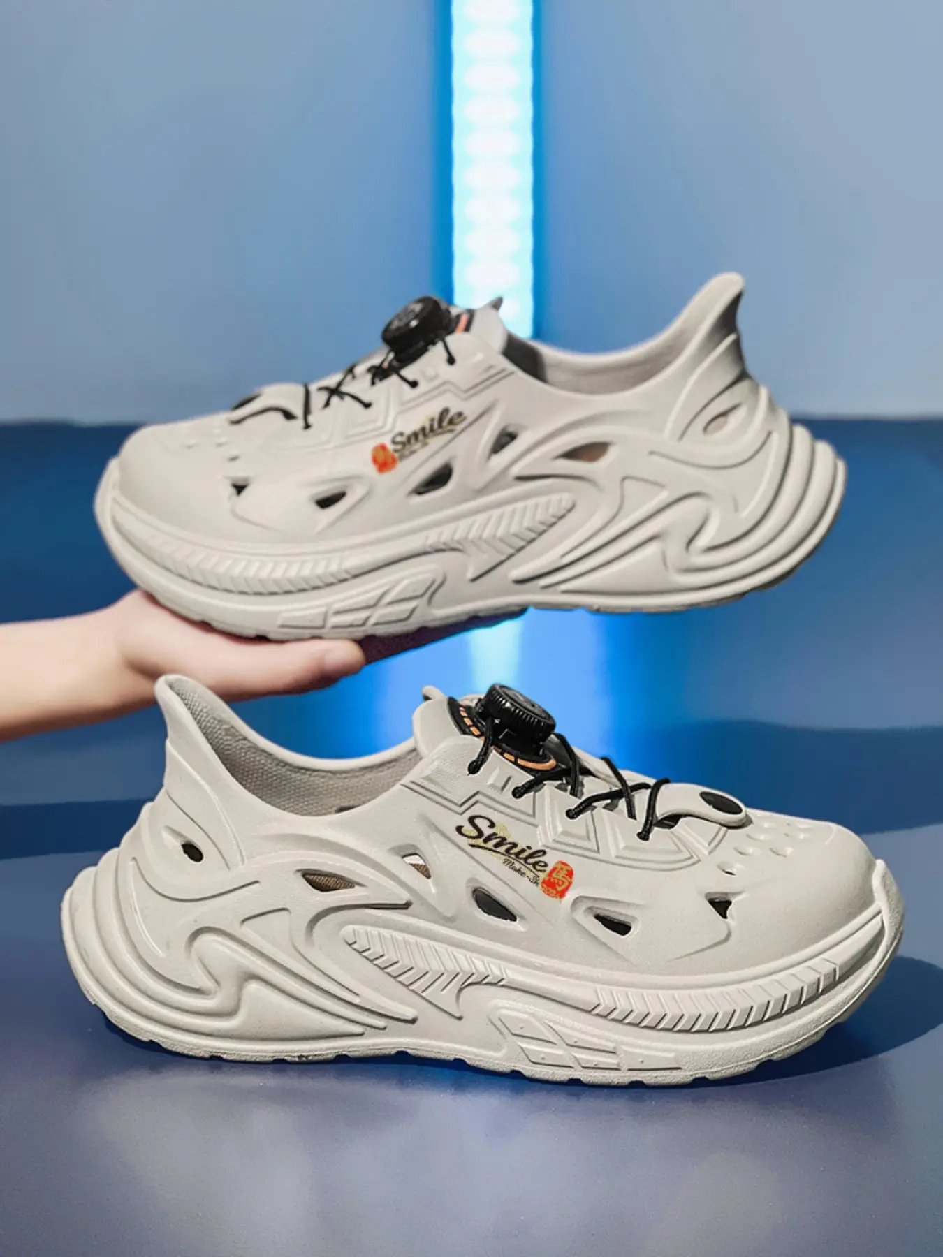 Men's Eva Sporty Sandals, Thick Sole Summer Outdoor Shoes, Casual Driving Beach Fishing Hiking Footwear, Random Print Design