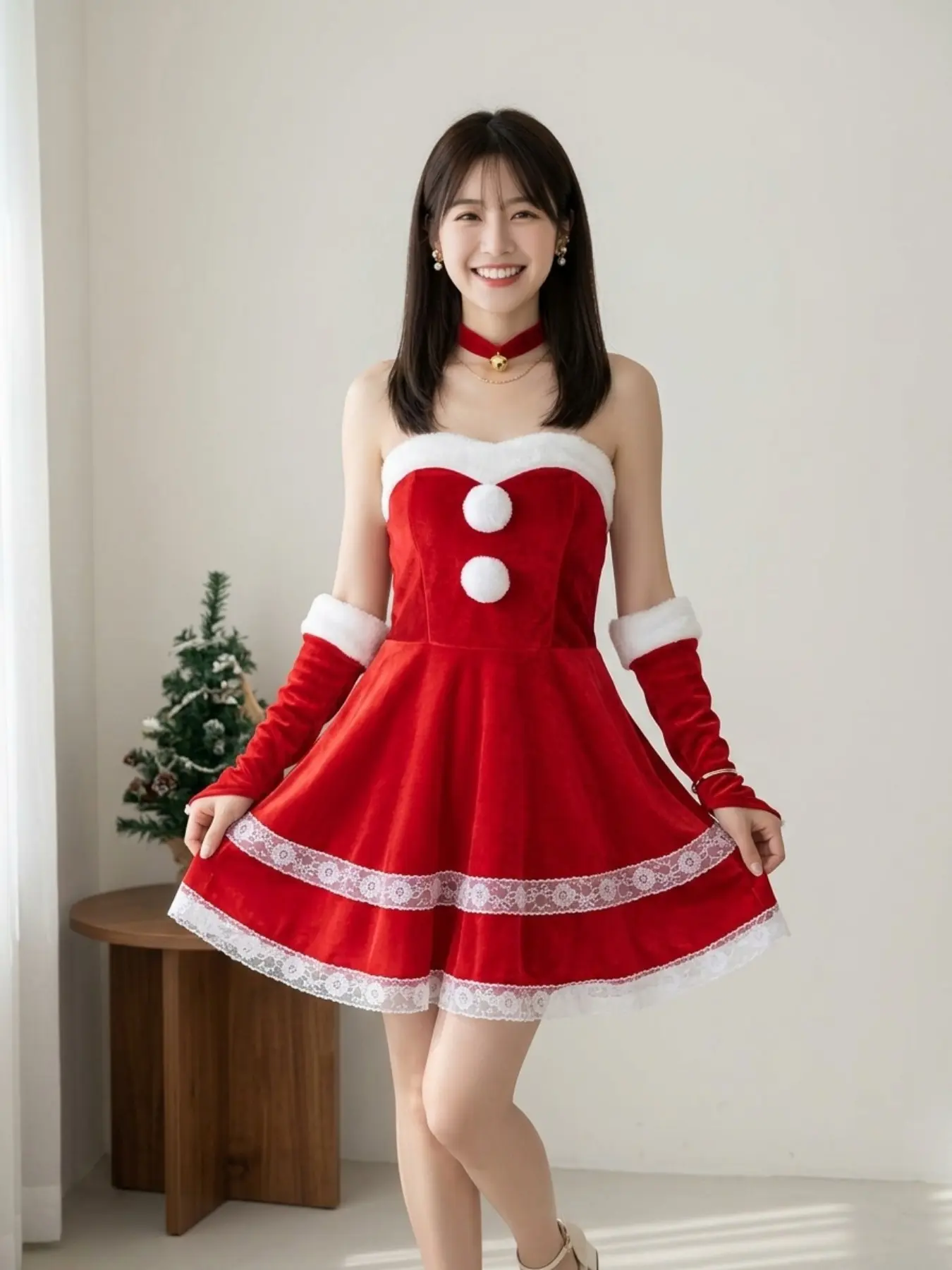 Christmas Costume Cosplay Bunny Tutu Dress, Long Loose-Fitting Print Dress for All Seasons, Princess Style Holiday