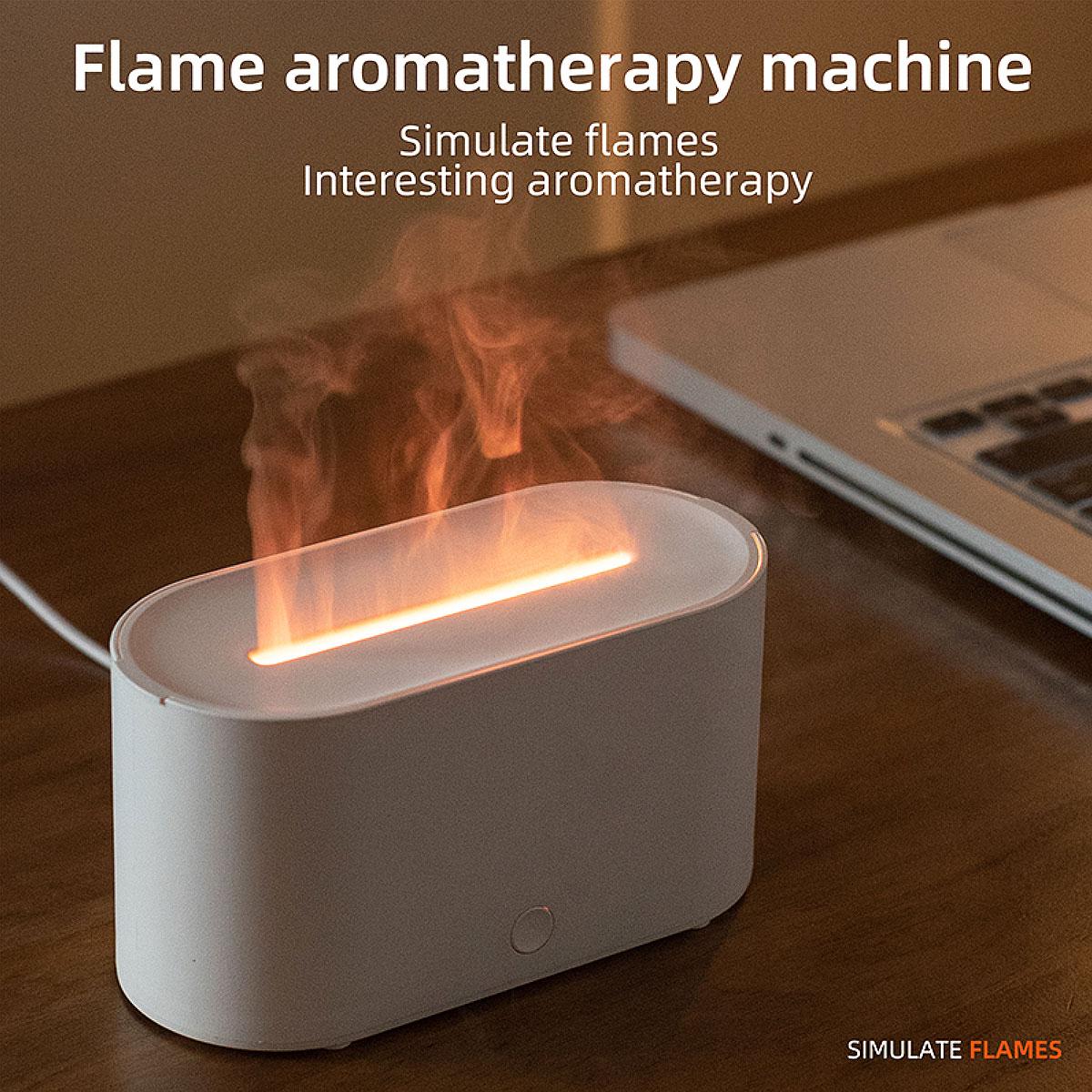 130ml Simulate Flame Design Ultrasonic Aroma Diffuser, Portable USB Powered Essential Oil Desktop Diffuser with 7 Colors Lighting, Air Humidifier for Home Office, Colorful Flame Humidifier