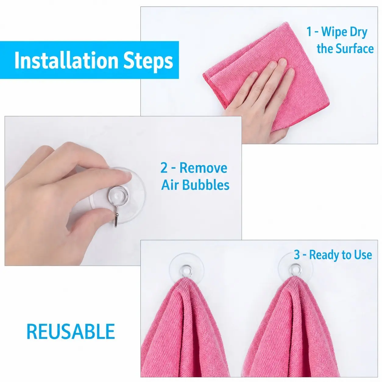 Wall Mounted Hooks, 20-Pack, Ideal for Glass Windows & Walls, Perfect for Kitchen & Bathroom Use, Practical Hanging Solution