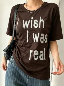 Pixel Font I Wish I Was Real Short Sleeve, Unique Minimalist Style, Versatile Casual Top, Loose Fit, Unisex Design