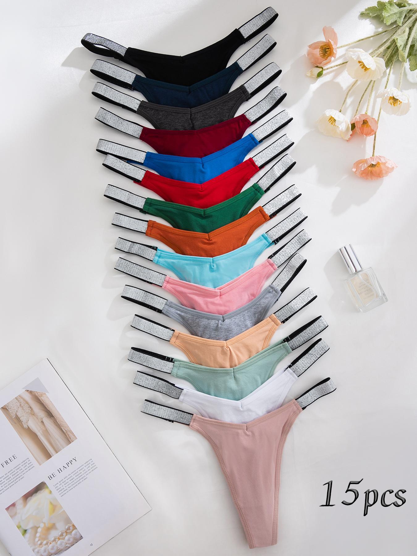 Women's Glitter Solid Color Drop Waist Thong, Regular Fit Casual Comfy Breathable Seamless Panty for Daily Wear, Ladies Underwear for All Seasons, Underwear for Women, Seamless Design