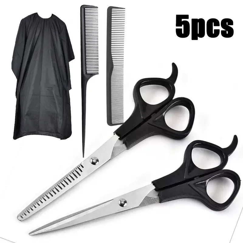 5-Piece Hair Styling Tool Set, Hair Styling Kit, Includes Scissors, Comb & Cape, Durable Salon Quality, Sharp & Ergonomic Design for Professional Use