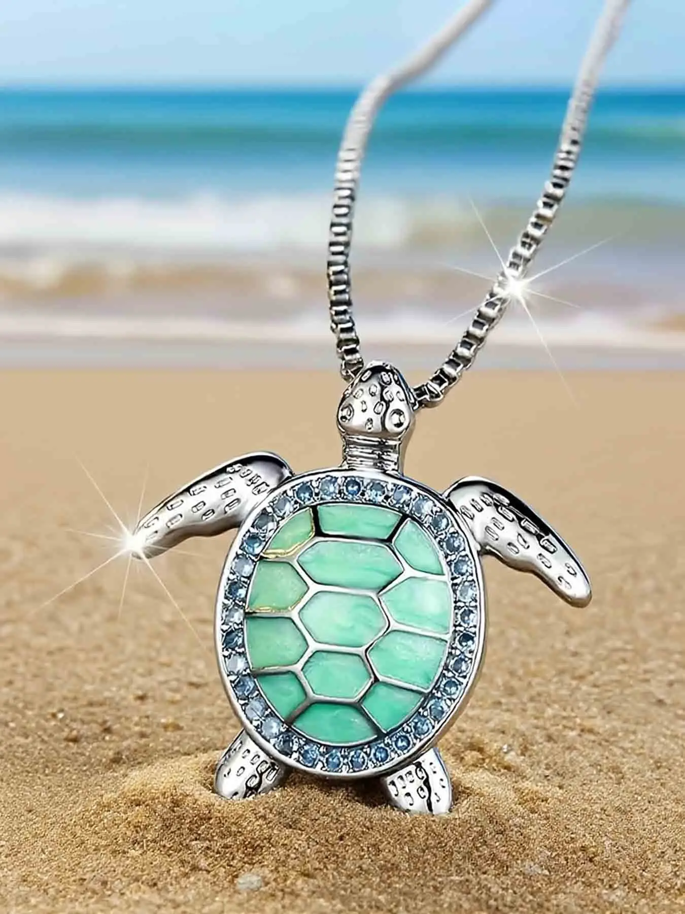 1 Piece Cute Sea Turtle Pendant Neck Chain, Green Turtle Charm Necklace, Ocean Beach Style Boho Style Jewelry Fashion Pendant Necklace Casual Daily Costume Jewelry Accessories For Women