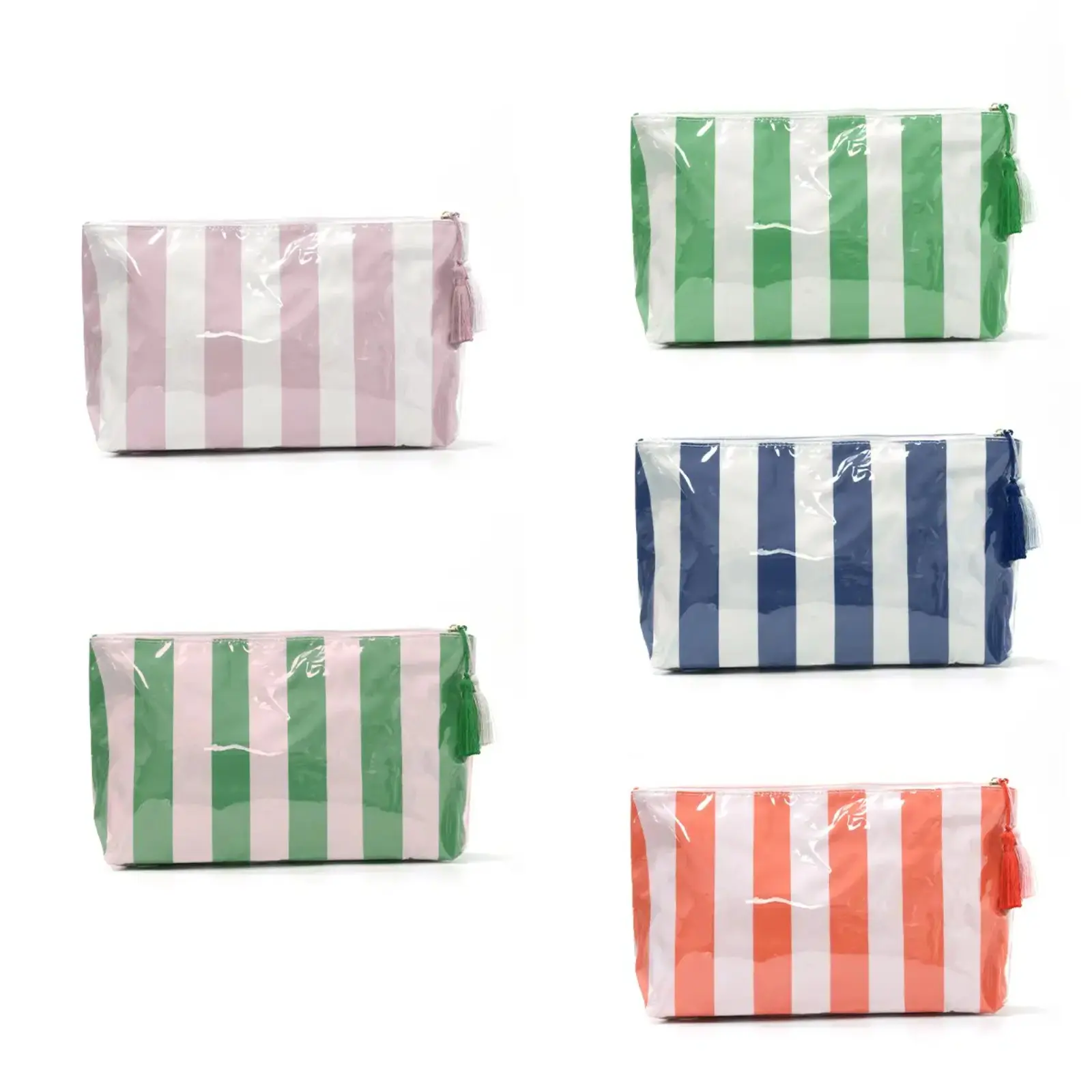 Vertical Stripe Polyester Makeup Pouch with zipper closure. Large capacity and multi-functional design, portable cosmetic organizer to store beauty essentials. Practical storage bag for daily commute, travel and on-the-go use.