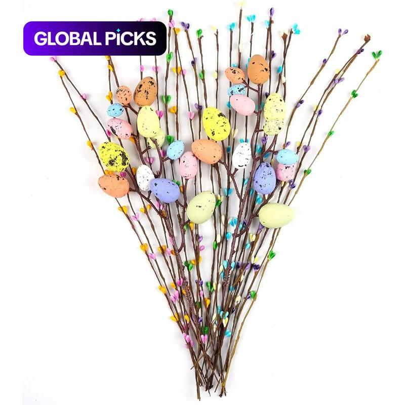 26 Pcs Artificial Easter Spray Vine with Pastel Easter Eggs and Berries- Decorative Spring Floral Stems-Easter Egg Twig Branches for Floral Arrangement-Centerpiece Wreath Decoration Decorative Flowers #TOP PICKS