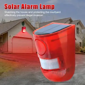 Solar Powered Motion Sensor Alarm, Ultra-Loud Outdoor Security Siren with 6 LED Flash Modes, IP55 Waterproof Weatherproof Deterrent for Home, Farm, Chicken Coop
