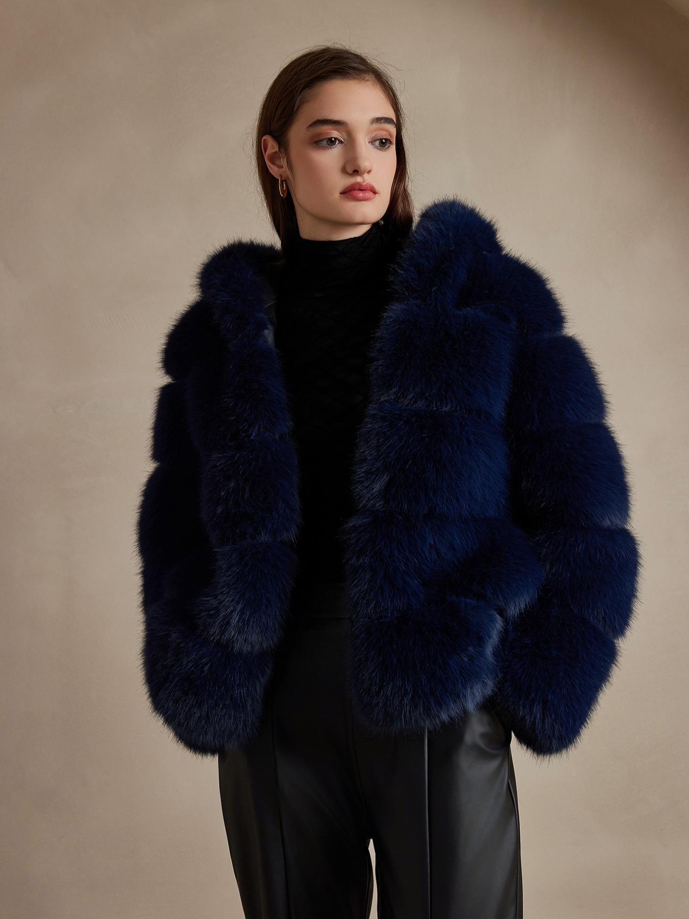 Women's Solid Color Faux Fur Jacket, Casual Long Sleeve Thermal Outerwear for Fall & Winter, Women's Clothing for Daily Wear