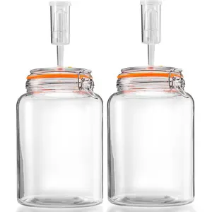 1 Gallon Fermentation Jars with Airlocks, Fermenting Kit for Sauerkraut, Kimchi, Kombucha and Pickles, 2 Pack