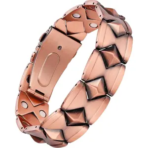 Copper Bracelet for Men 99.99% Pure Copper Magnetic Bracelets,Men's Cooper Jewelry with 3800 Gauss Magnets