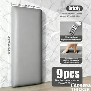 9pcs Bed Head Soft Pads, 50cm X 23cm, Wall Protection, Child Safety, Peel and Stick, Waterproof, TV Background, Living Room, Bedroom, Office Decor