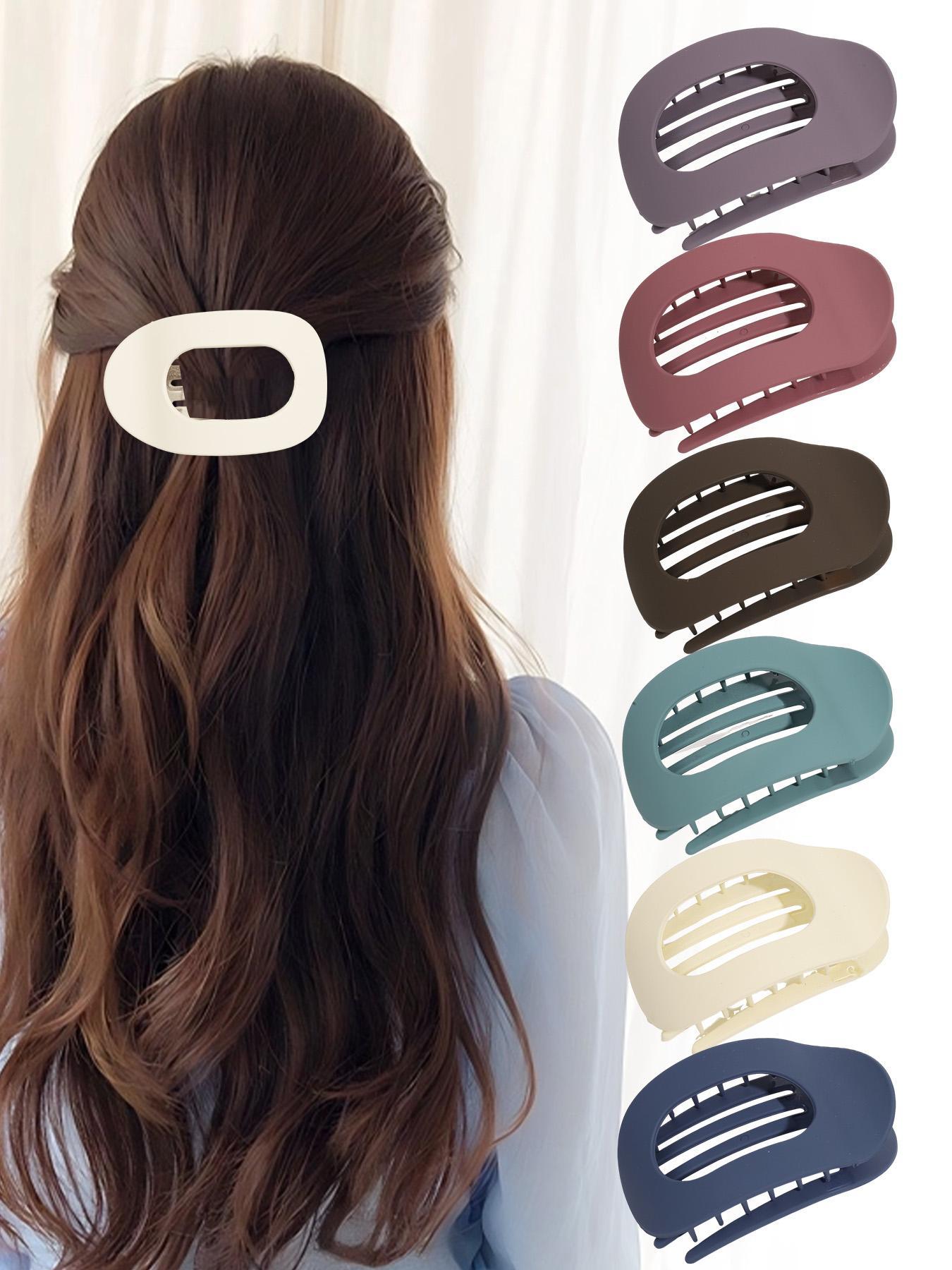 Solid Color Hair Claw, Flat Claw Clips, Casual Versatile Hair Accessories for Women, Minimalist Headwear Suitable for Thick Hair, Fashion Hair Accessories for Party, Daily Clothing Decor