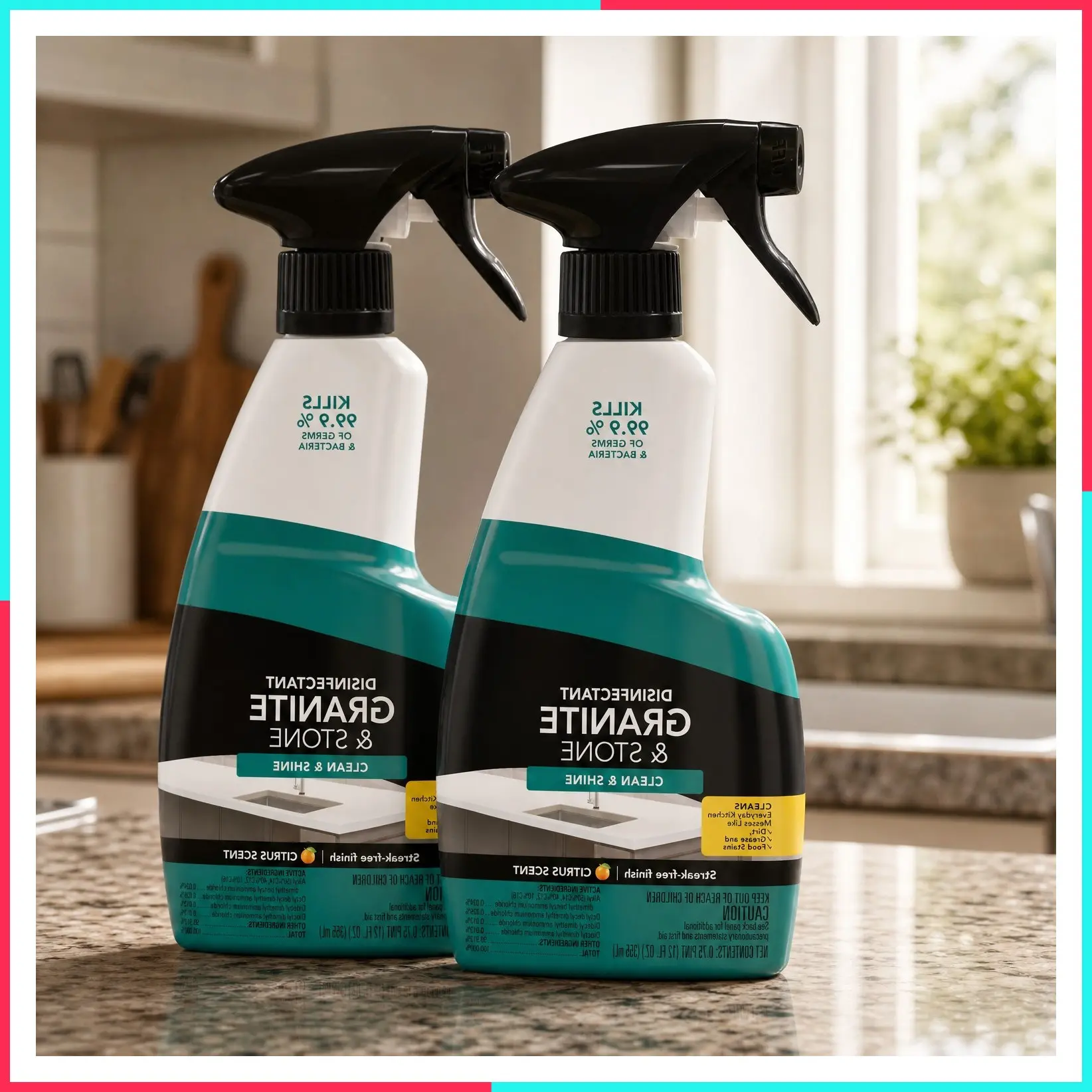 Disinfectant Granite Daily Clean & Shine 12 fl oz 2 Pack for Granite Marble Quartz Tile Countertop