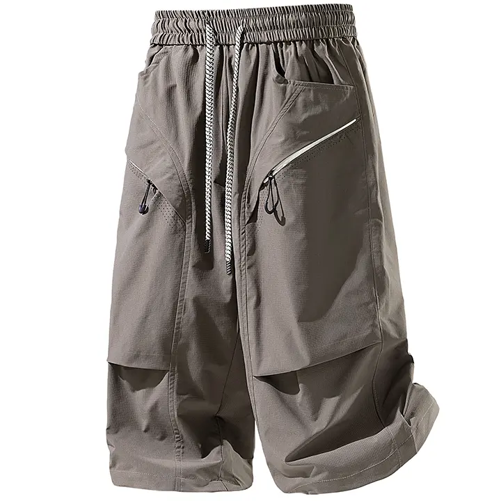 Men's American Retro Plain Utility Shorts - Loose, Foldable, Pocket-Equipped Menswear for Hiking, Commuting #SummerWins, Cropped Pants, Machine Wash, Stylish, Polyester, Short Length, Multi-Size, Polyester Clothes, Loose Fit, Multiple Pockets