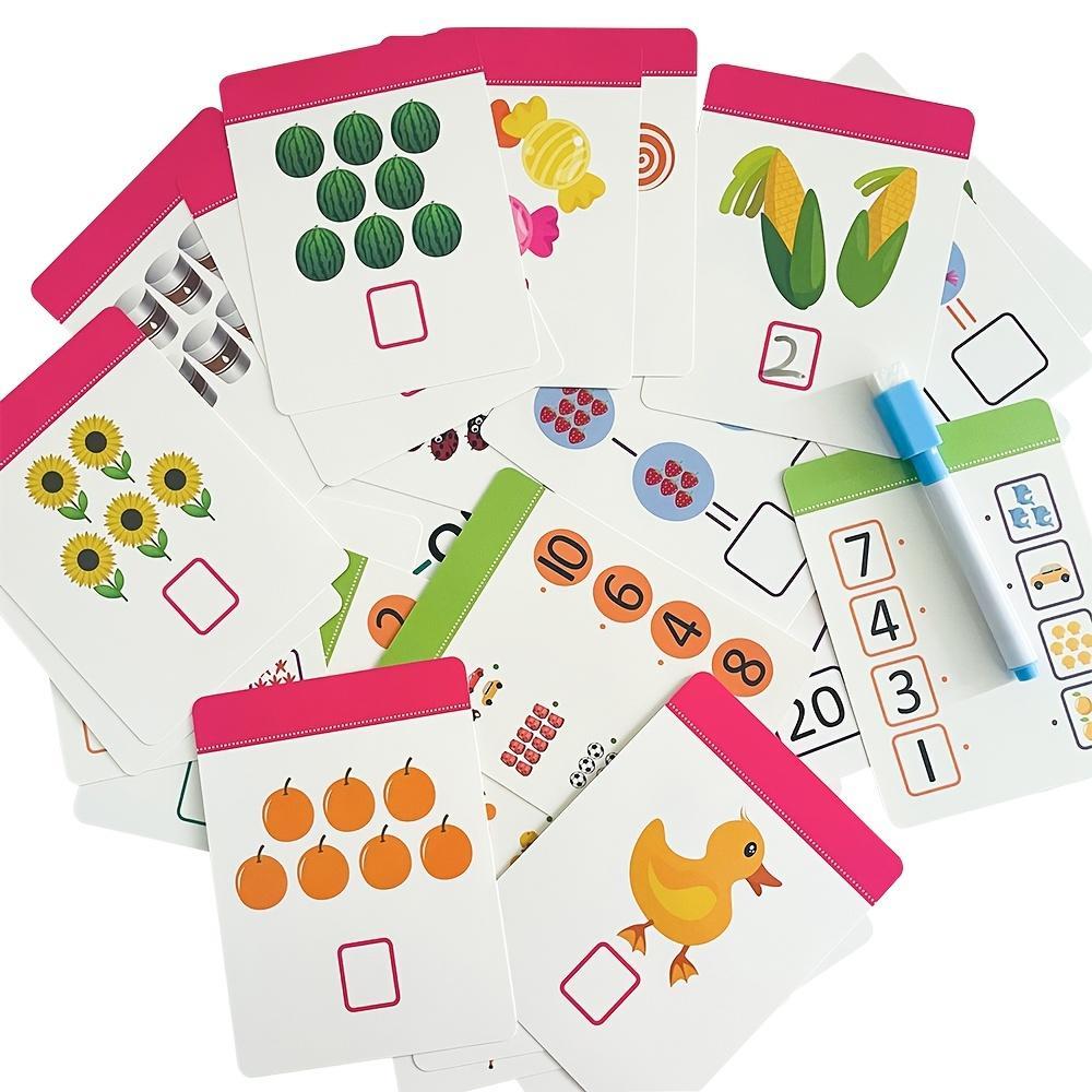 Alphabet/Number/Math Learning Card, 36pcs/set Learning Card with Erasable Pen, Learning Card for Preschoolers & Kindergarten Learning Activities, Visual Stimulation Cards