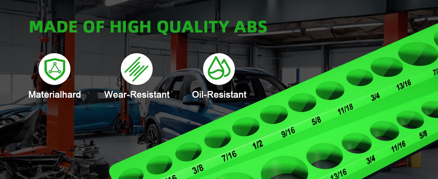 Magnetic Socket Organizer Holder Set For Tool Box Drawer, Toolbox Organization Including 1/4", 3/8" and 1/2" Drive Metric SAE Socket Trays (Sockets are not Included)