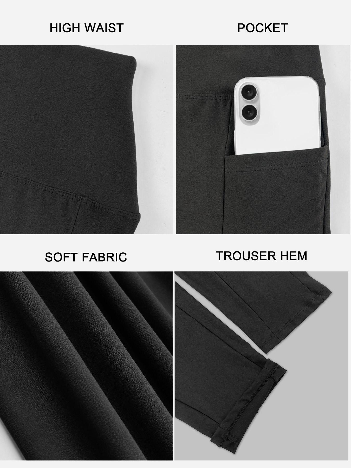 Plus Size Solid High Waist Sports Comfy Gym Workout Leggings with Pocket, Summer Outfits, Casual High Stretch Skinny Pants for Women, Soft Comfortable Women's Bottoms for All Seasons, Stretchy Workout Leggings