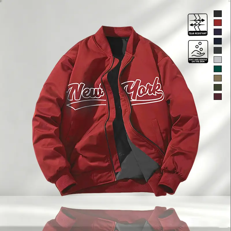 American fashion brand New York letter baseball jacket, men's and women's loose stand collar windproof pilot jacket, couple's top