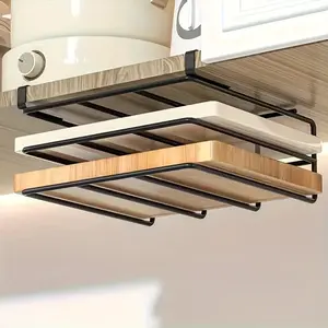 No-Drill Kitchen Cabinet Organizer Rack, Space-Saving Pull-Out Storage for Cutting Boards, Utensils, Cups, Easy Installation, Practical Kitchen Accessory