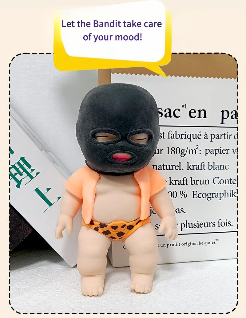 Funny Mask Stress Relief Toy, 4 Inch Quirky Collectible Desk Toy Doll, Soft Touch Squeeze Figure for Adults and Novelty Gift Lovers (1pc) ,